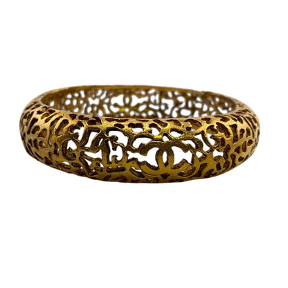 CHANEL Bangle 25 Gold Plated gold Bracelet Vintage COCO Mark Women