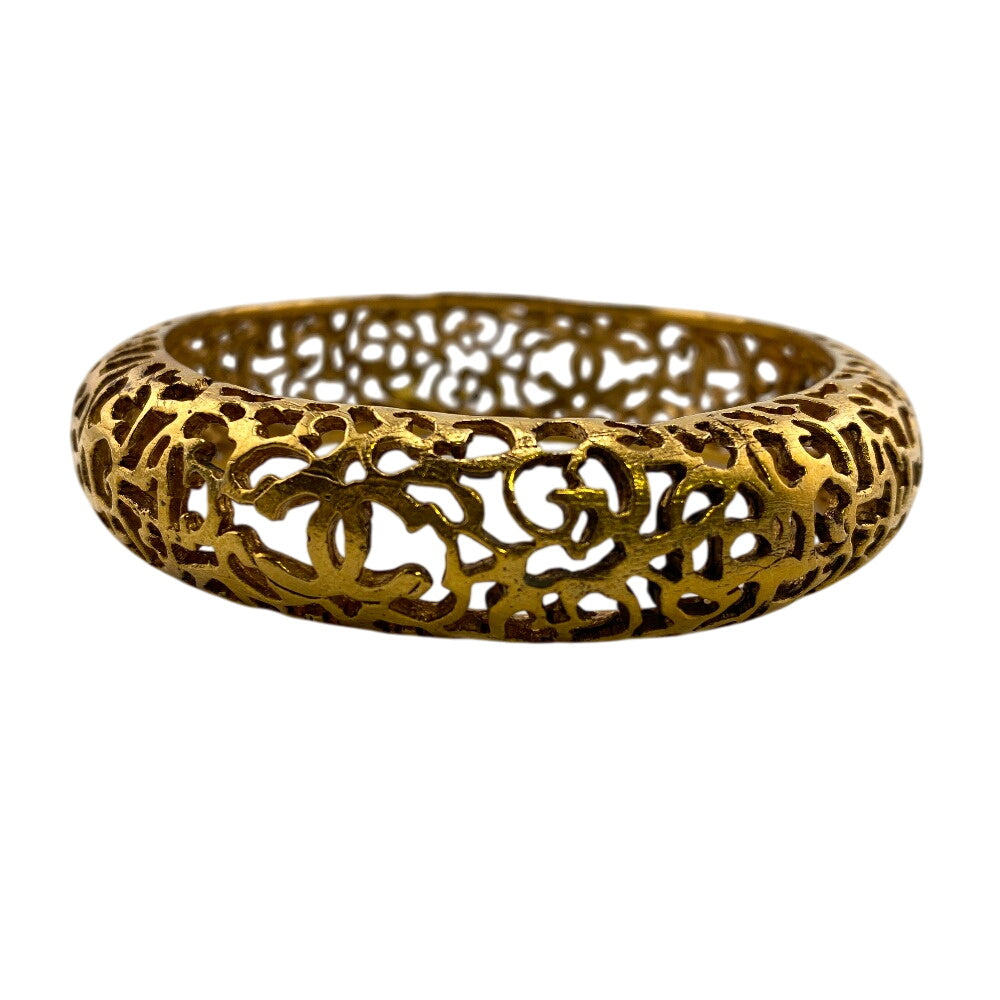 CHANEL Bangle 25 Gold Plated gold Bracelet Vintage COCO Mark Women