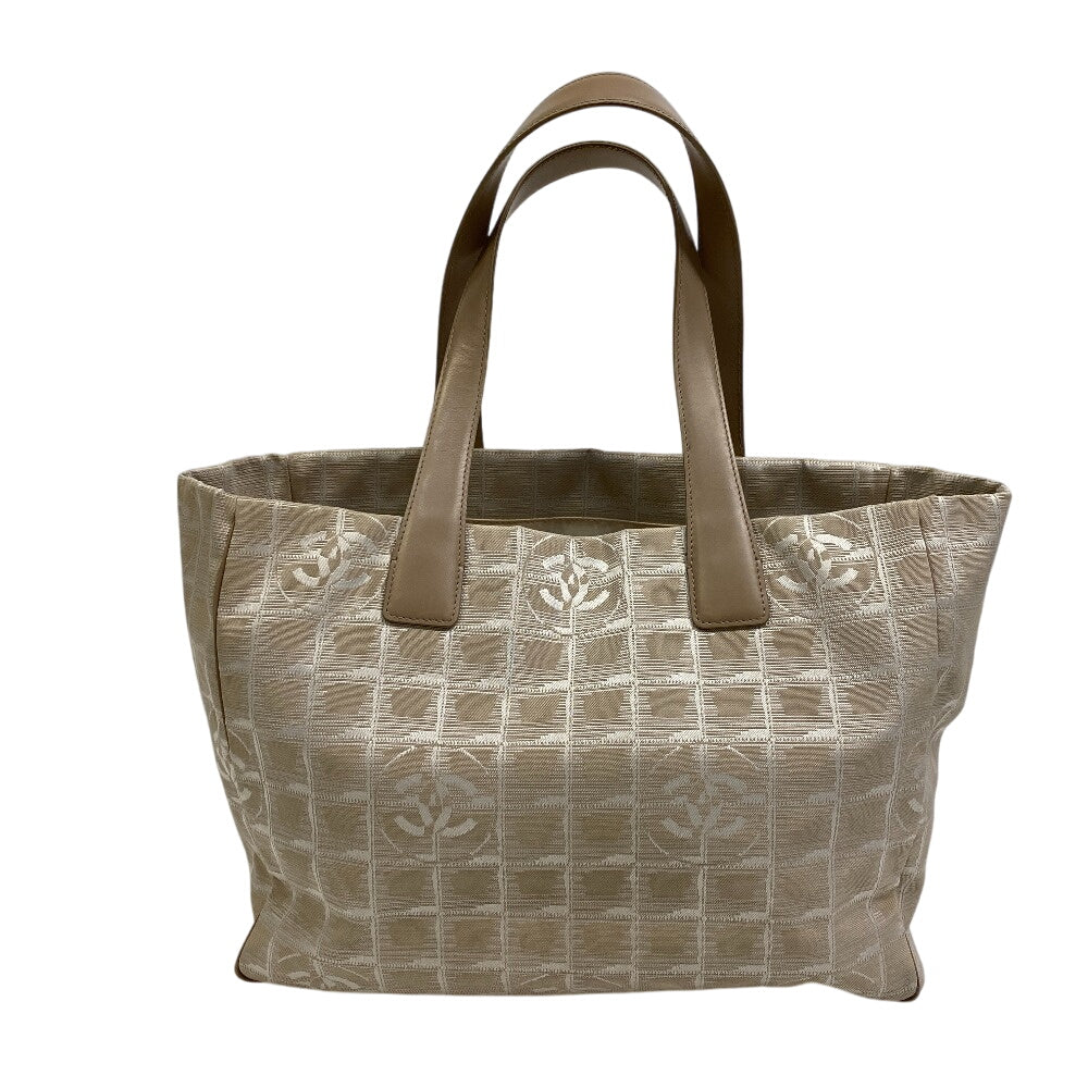 CHANEL Tote Bag Canvas, Leather beige Shoulder handbag New Travel Line MM Women