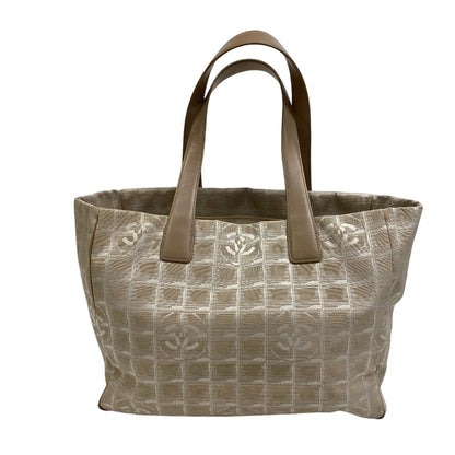 CHANEL Tote Bag Canvas, Leather beige Shoulder handbag New Travel Line MM Women