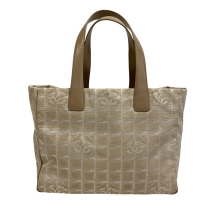 CHANEL Tote Bag Canvas, Leather beige Shoulder handbag New Travel Line MM Women