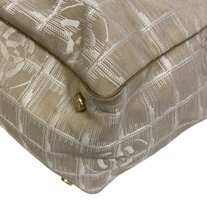 CHANEL Tote Bag Canvas, Leather beige Shoulder handbag New Travel Line MM Women