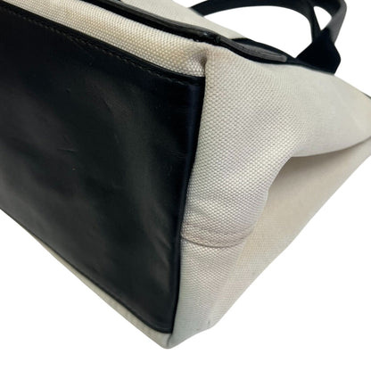 BALENCIAGA Handbag 339933 Canvas, Leather white Navy Cabas S
