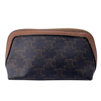 CELINE Pouch leather Brown Macadam Pattern Women