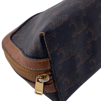 CELINE Pouch leather Brown Macadam Pattern Women