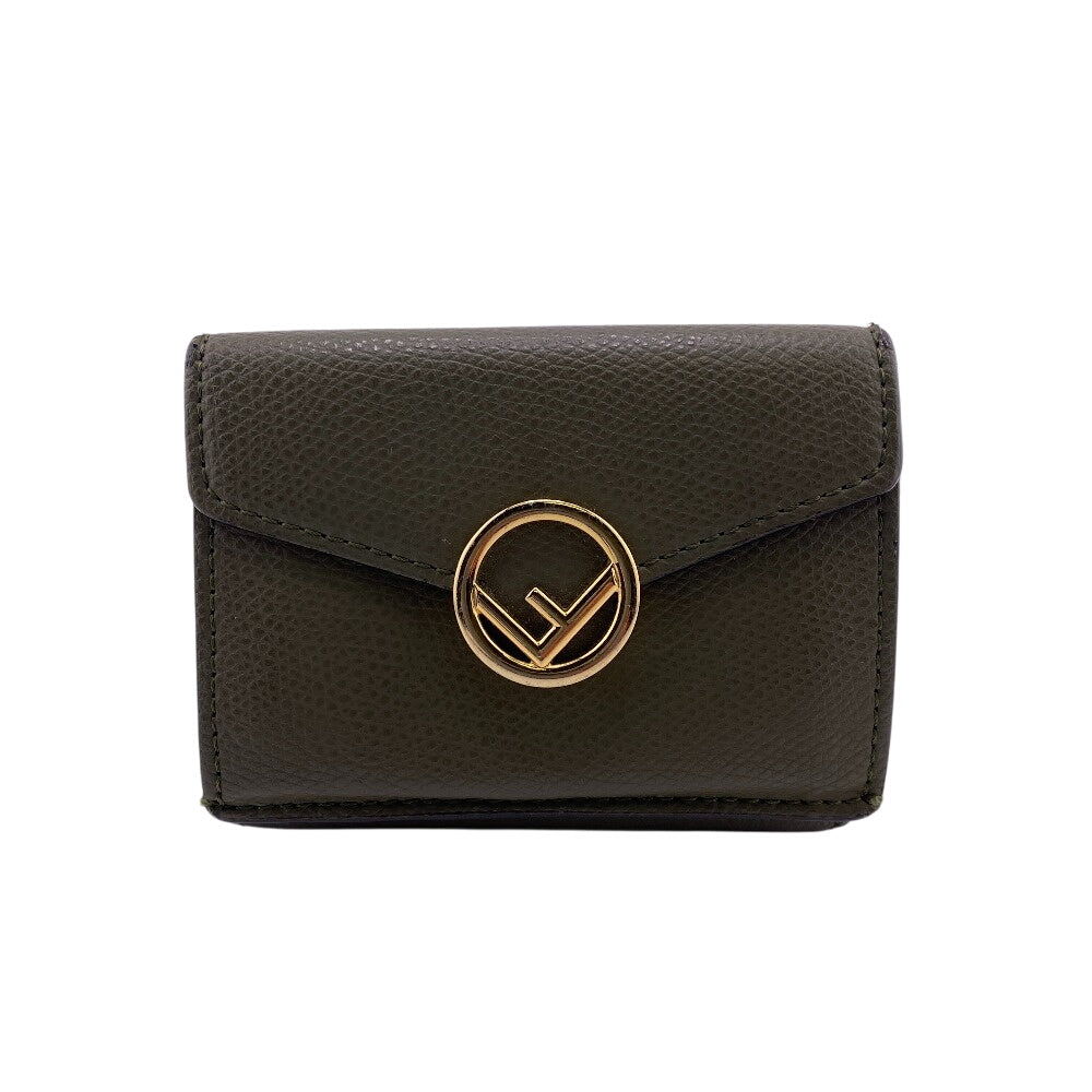 FENDI Tri-fold wallet 8M0395 leather Khaki green Ehuise Fendi Women
