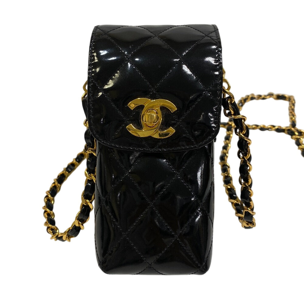 CHANEL Cigarette case leather black Shoulder Matrasse Women