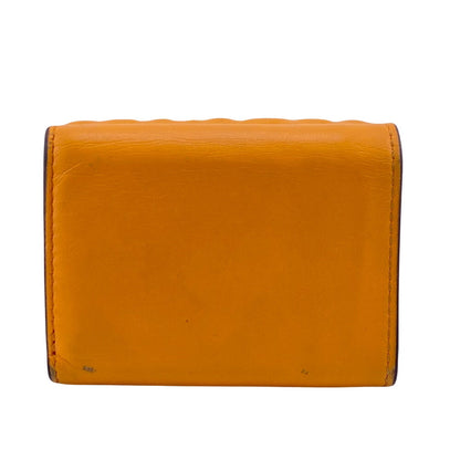 FENDI Tri-fold wallet leather Orange Embossed FF Bucket