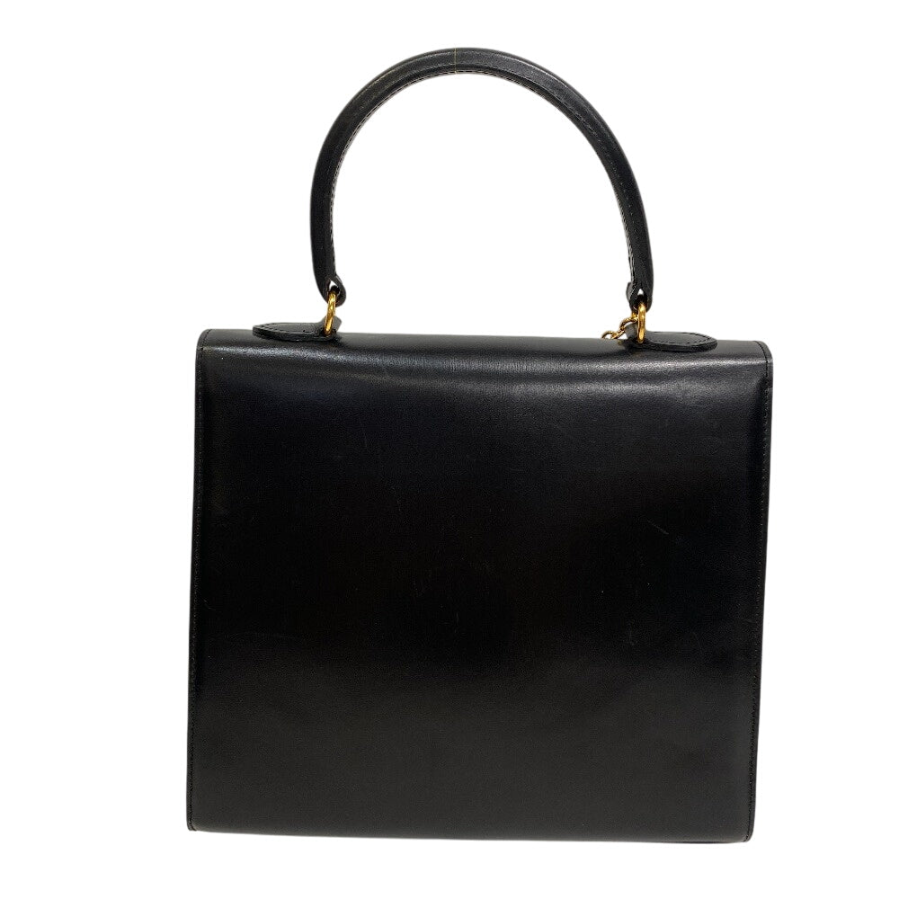 CELINE Handbag Leather, Calf Leather black vintage Chain lock Women