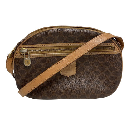 CELINE Shoulder Bag leather Brown Macadam