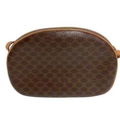 CELINE Shoulder Bag leather Brown Macadam