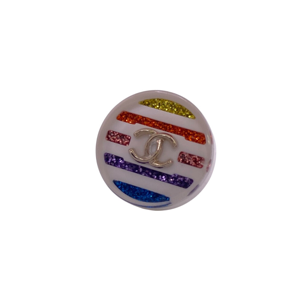 CHANEL Pierce Plastic, resin rhinestones pearl GP plating white COCO Mark