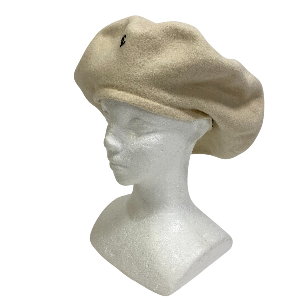 CHANEL beret wool white
