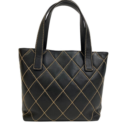 CHANEL Tote Bag Kid Calfskin Leather black Wild stitch