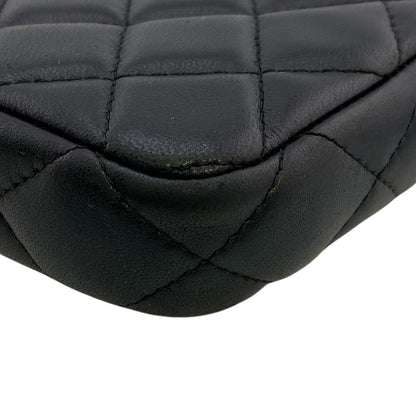 CHANEL Long Wallet Purse lambskin black Matrasse