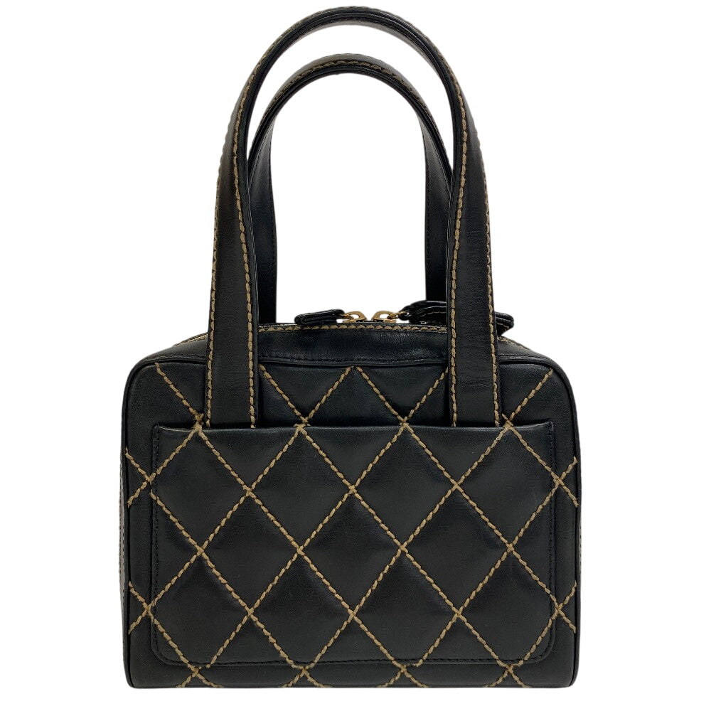 CHANEL Handbag leather black Wild stitch