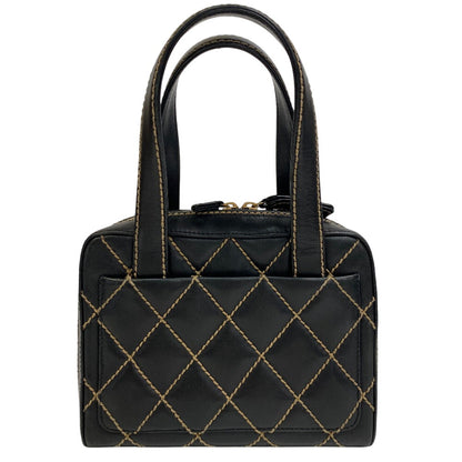 CHANEL Handbag leather black Wild stitch