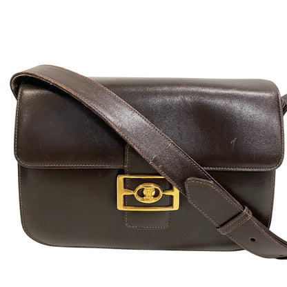 CELINE Shoulder Bag leather Brown Triomphe