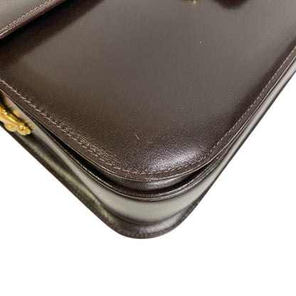 CELINE Shoulder Bag leather Brown Triomphe