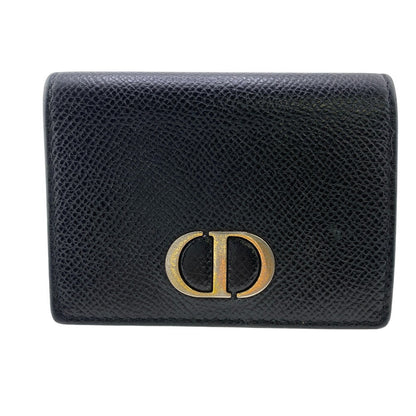 Christian Dior Tri-fold wallet leather black 30 MONTAIGNE