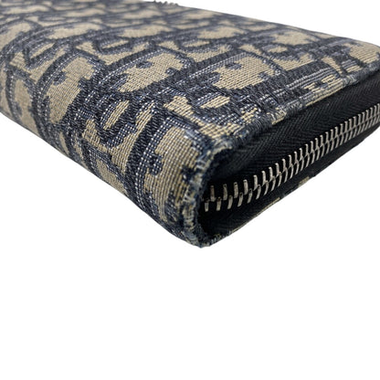 Christian Dior Long Wallet Purse Canvas, Leather Navy Trotter