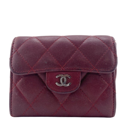CHANEL Coin case lambskin Red type Matrasse