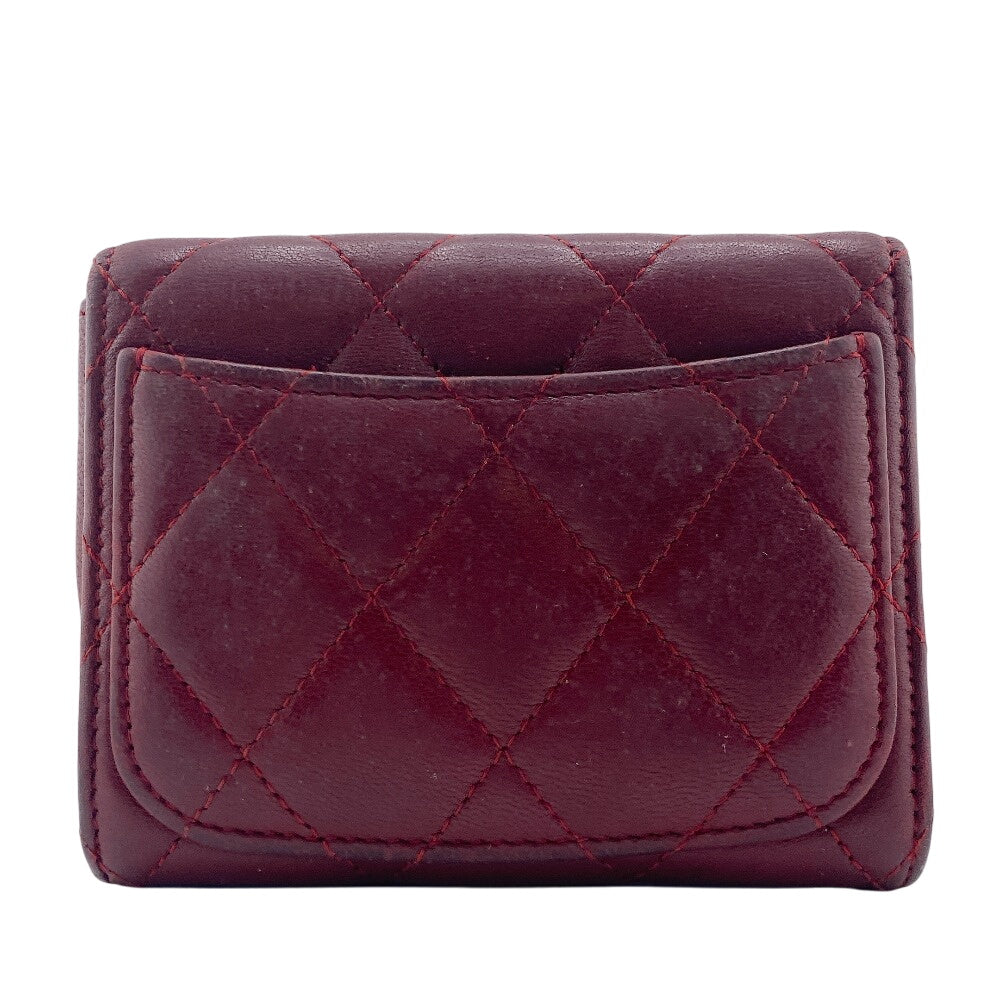 CHANEL Coin case lambskin Red type Matrasse