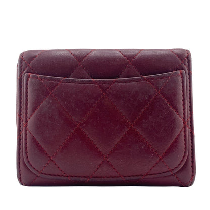 CHANEL Coin case lambskin Red type Matrasse