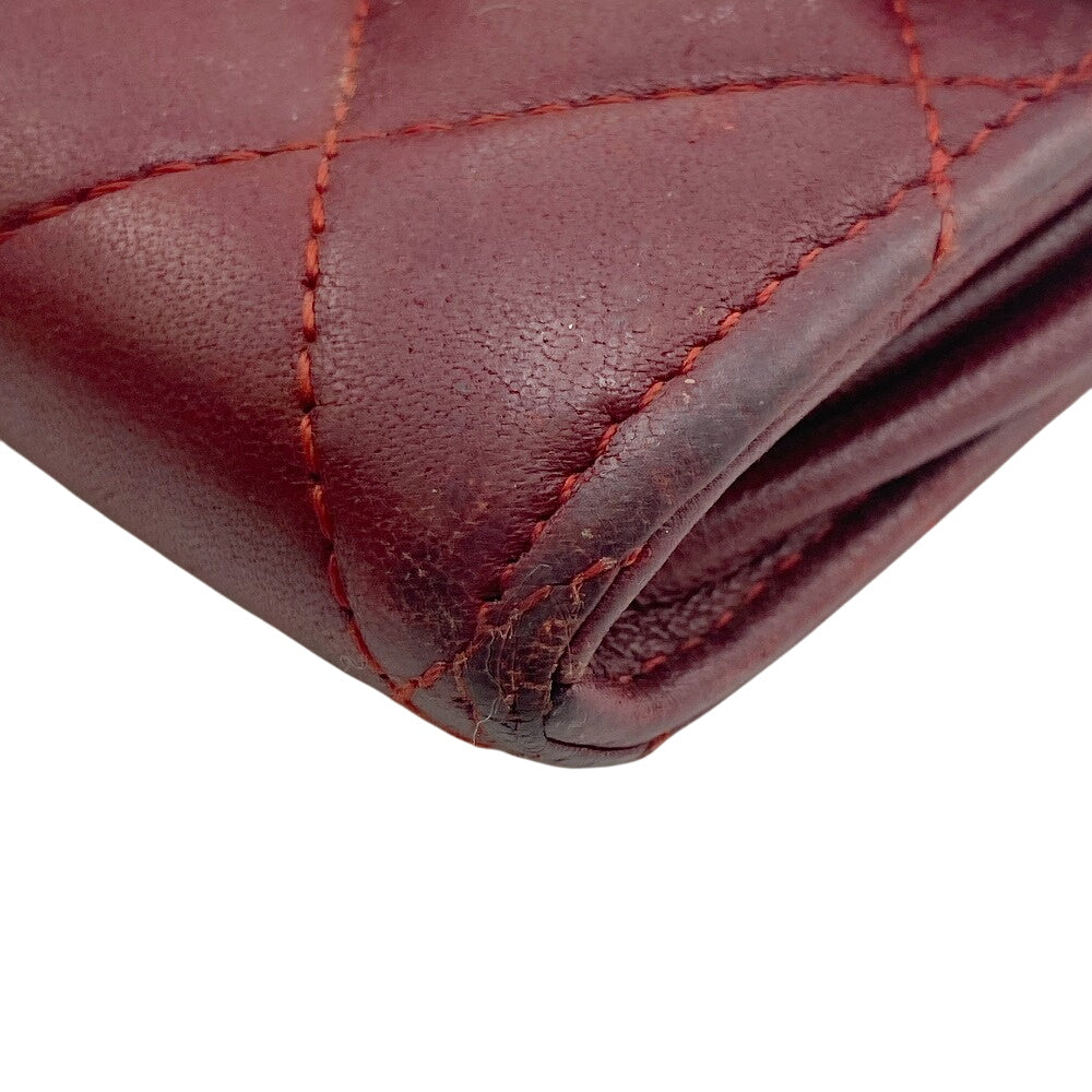 CHANEL Coin case lambskin Red type Matrasse