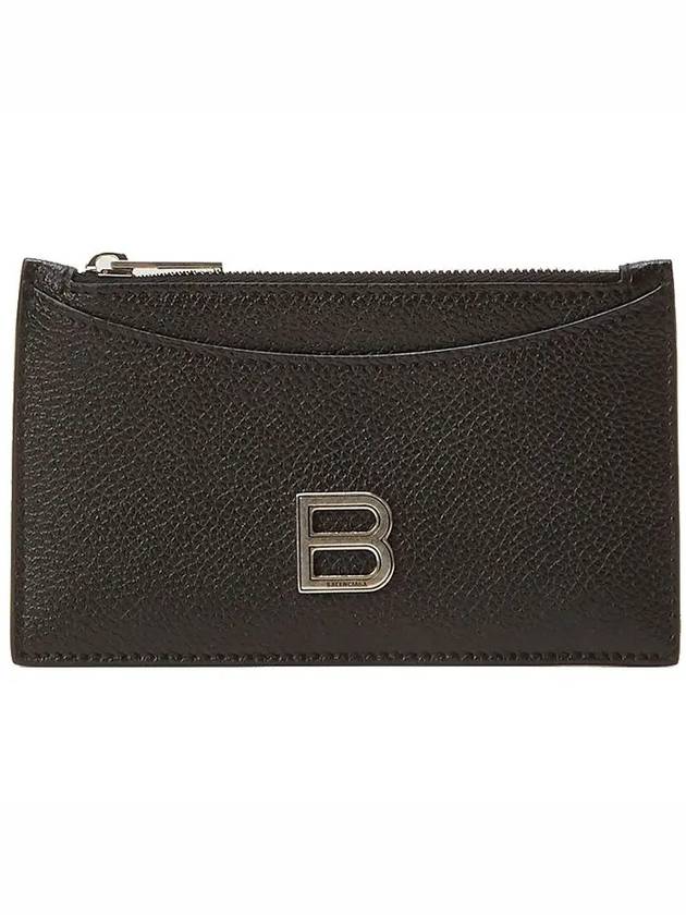 Luxury Balenciaga Trending 2025 Hourglass Zipper Leather Card Wallet Black Silver