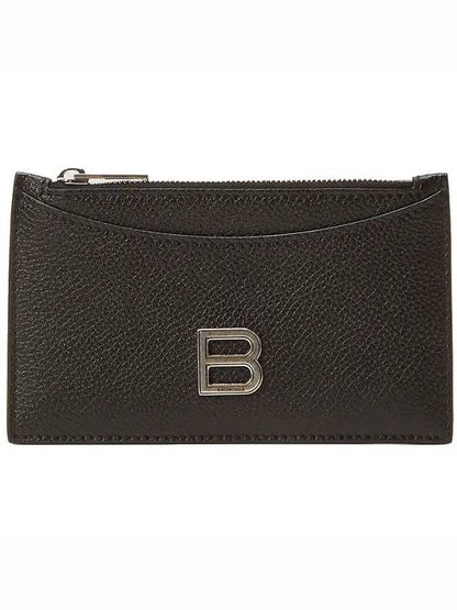 Luxury Balenciaga Trending 2025 Hourglass Zipper Leather Card Wallet Black Silver