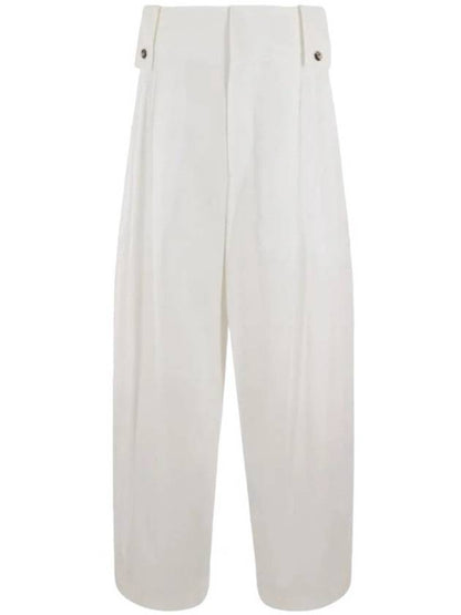 Luxury Bottega Veneta Women's High Waist Pintuck Wide Pants White