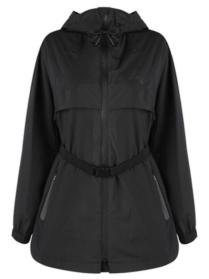 Luxury Burberry EKD Print Belted Lightweight Short Parka Black