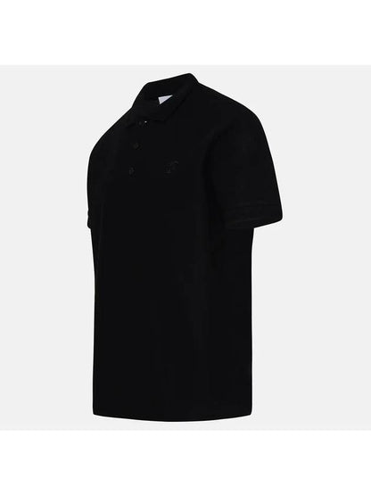 Luxury Burberry Men's Eddie Embroidered Logo Polo Shirt Black