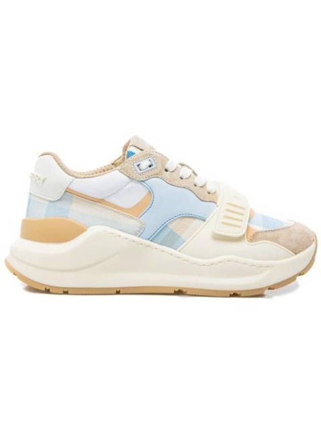 Luxury Burberry Checked Suede Leather Low Top Sneakers Soft Blue