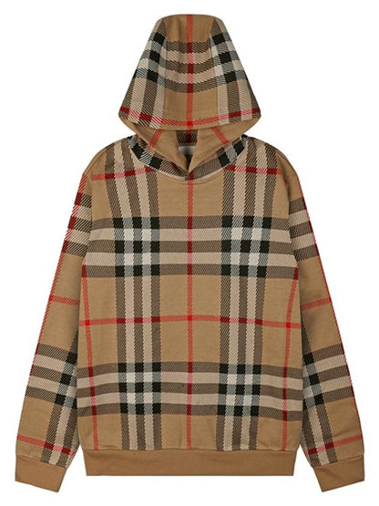 Luxury Burberry Check Cotton Jacquard Hoodie Beige