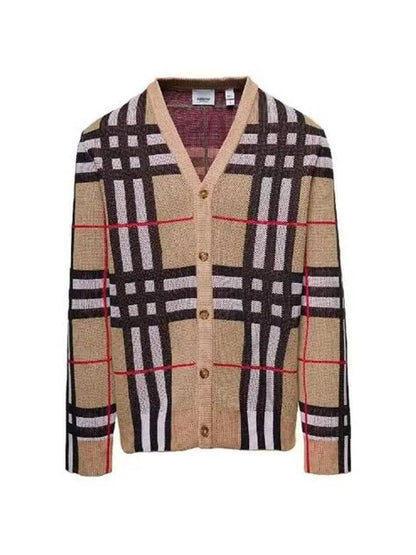 Luxury Burberry Check Technical Cotton Blend Cardigan Archive Beige