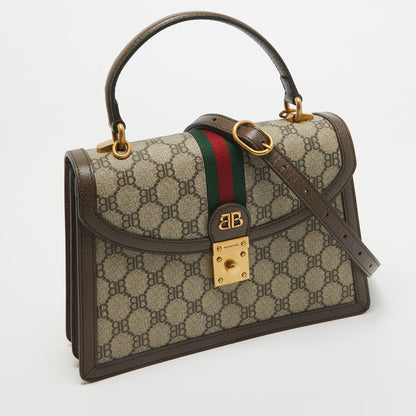 Luxury Balenciaga Trending 2025 X Gucci Brown/beige Coated Canvas And Leather The Hacker Project Bag..