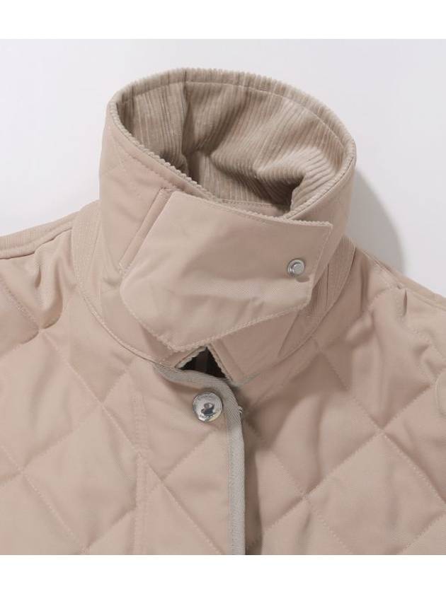 Luxury Burberry Corduroy Collar Diamond Quilted Jacket Soft Fawn