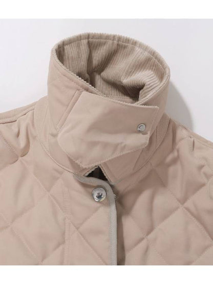 Luxury Burberry Corduroy Collar Diamond Quilted Jacket Soft Fawn