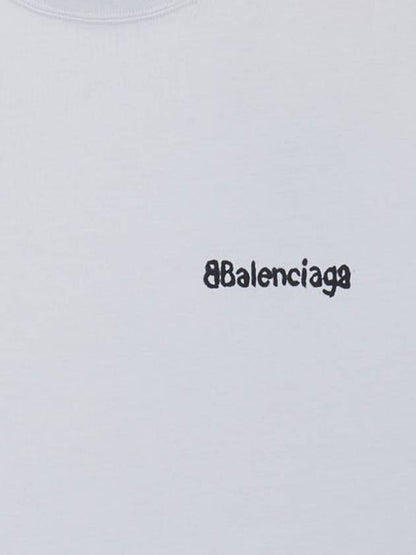 Luxury Balenciaga Trending 2025 Logo Crew Neck Short Sleeve T-Shirt White