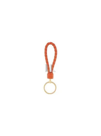 Luxury Bottega Veneta Intrecciato Leather Key Holder Orange