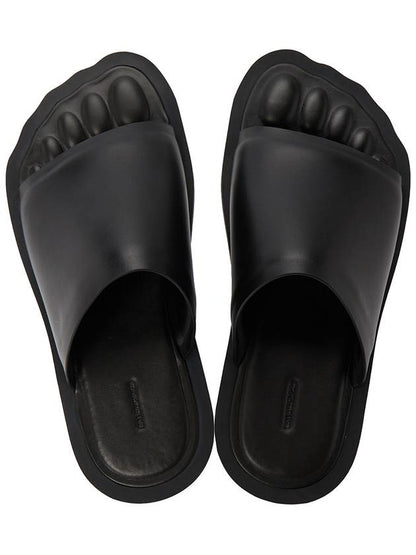 Luxury Balenciaga Trending 2025 Leather Slippers Black