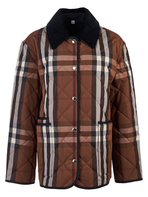 Luxury Burberry WoMen's Check Diamond Quilted Jacket Brown