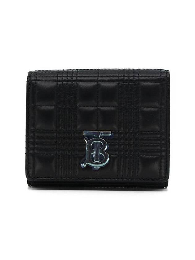 Luxury Burberry Quilted Lambskin Lola Small Half Wallet Black