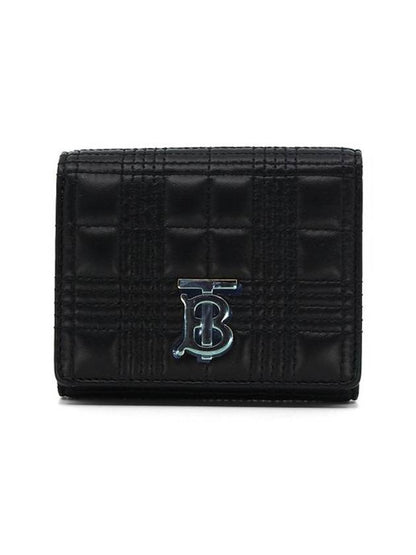 Luxury Burberry Quilted Lambskin Lola Small Half Wallet Black