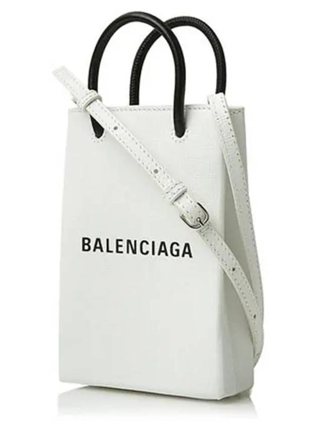 Luxury Balenciaga Trending 2025 Logo Leather Phone Holder Mini Bag White