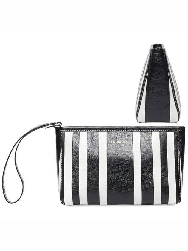 Luxury Balenciaga Trending 2025 Barbes Striped Zipper Clutch Bag Black