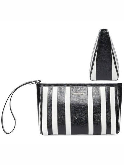 Luxury Balenciaga Trending 2025 Barbes Striped Zipper Clutch Bag Black