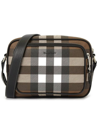 Luxury Burberry Men's Check Logo Messenger Cross Bag Brown